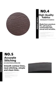 Detailed view of dark brown PU leather texture and precise double stitching on the beret