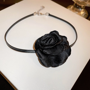 Large Black Rose Flower Fabric Choker Necklace Elegant Ribbon Clavicle Chain Sweet Neck Jewelry For Women