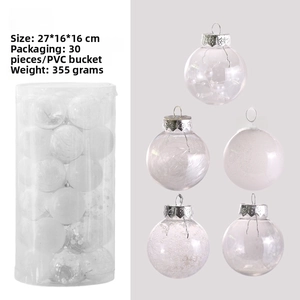 Detail of 30pcs transparent Christmas ball set 6cm with sequins and ribbon fillers
