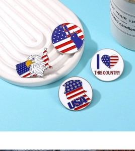 Detailed set of 4 patriotic US enamel pins featuring Statue of Liberty and American Eagle
