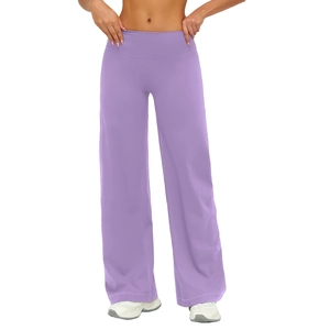 Women's purple high waisted wide leg athletic pants for yoga and casual workouts