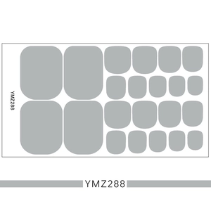 Flat lay of grey solid color 3D toenail art stickers on sheet model YMZ288