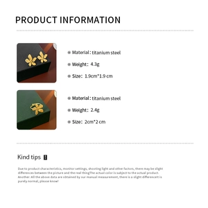 Detailed specifications for titanium steel flower earrings and ring with size and weight