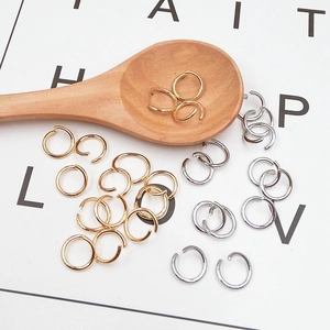 Detail of gold and silver DIY metal jump rings for keychain and jewelry making
