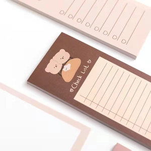 Cute brown bear to-do list sticky notes with check list pattern for office memo