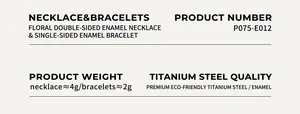 Detailed specifications of blue enamel flower necklace and bracelet set in durable titanium steel
