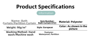 Detail specifications of 90g polyester waterproof shower curtain with geometric pattern