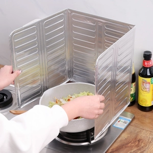 Foldable aluminum foil oil splash guard for kitchen gas stove heat insulation