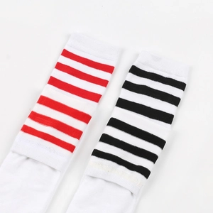 Close-up detail showing the texture and striped patterns of the JK style leg socks.