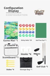 Juego de golf infantil con alfombra, palo, bolas adhesivas y tablero de puntos