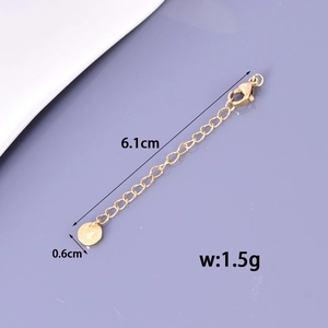 Golden stainless steel extension chain with lobster clasp and 6.1cm length dimension