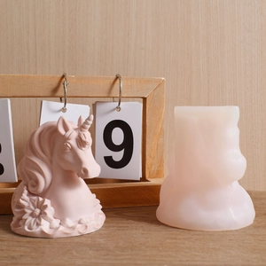 DIY Angel Unicorn Silicone Mold for handmade candles and plaster ornaments with flower base