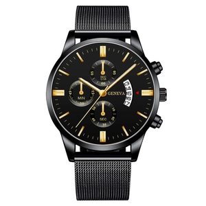 Men's Fashion Quartz Watch Alloy Case Stainless Steel Mesh Band Business Wristwatch With Date Calendar Chronograph Design