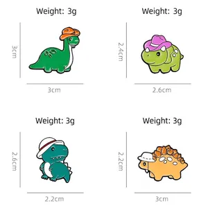 Cute cartoon dinosaur enamel pins set with T-rex and triceratops for backpack decor