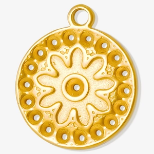 Round Flower Pendant 304 Stainless Steel 18K Gold Plated Sunburst Relief Textured DIY Jewelry Accessories For Necklace Unisex