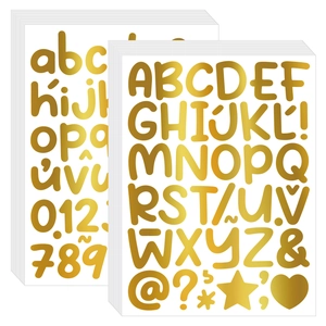 Detail of 1-inch gold and silver alphabet stickers for DIY water bottle decoration