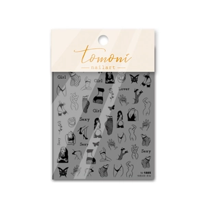 Japanese style 5D nail art stickers featuring sexy girl silhouettes and black line motifs