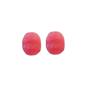 Textured pink oval stud earrings featuring a minimalist resin design on a clean white background