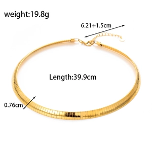 Gold stainless steel flat snake chain choker with 0.76cm width and 39.9cm length