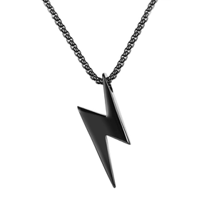 Collier avec pendentif éclair en acier titane avec finition noire élégante