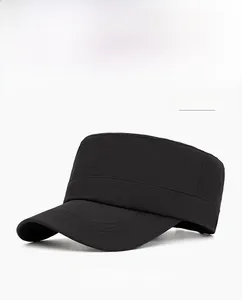 Detail of a black cadet hat showing multi-row stitching on reinforced brim and fabric
