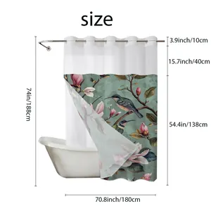 Detailed size chart for waffle shower curtain showing dimensions in inches and centimeters