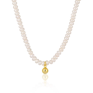 S925 Sterling Silver Freshwater Pearl Necklace For Women Minimalist Round Ball Pendant Choker Elegant Ins Style Jewelry