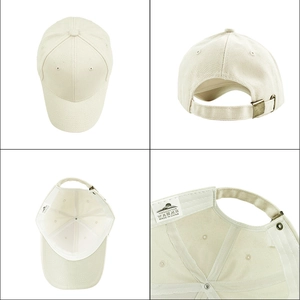 High-quality cream cotton baseball cap with adjustable metal buckle and six-panel design