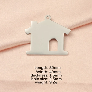 Macro shot of 35mm hollow house charm showing precise dimensions and 1.5mm thickness
