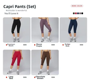 Collage of five different colors of high-waist yoga shorts sets for outdoor fitness