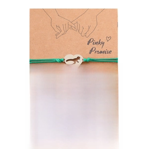 Couples dinosaur woven bracelets with heart pendant on Pinky Promise card