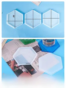 Detailed size parameters of hexagonal silicone coaster molds with geometric textures