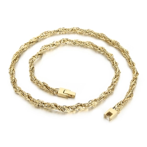 Collier chaîne torsadée 6mm en acier inoxydable doré avec fermoir créatif pour homme