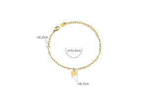 Detail view of 18K gold plated minimalist bracelet with dimensions and K18 hallmark