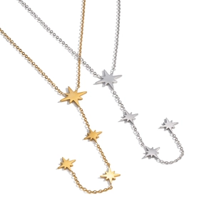 Elegante 18K Gold- und Silber-Sternenanhänger Y-Halsketten aus Edelstahl für Damen