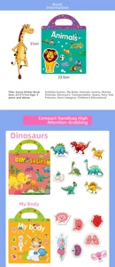 Detail showing dimension 23.5cm by 31cm for kids reusable sticker book with handles
