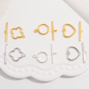 S925 Sterling Silver Toggle Clasp Heart Clover Round OT Buckle Connector For DIY Necklace Bracelet Making Jewelry Finding