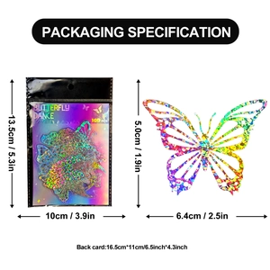 Detailed packaging specification for 100 holographic butterfly PET stickers for DIY crafts