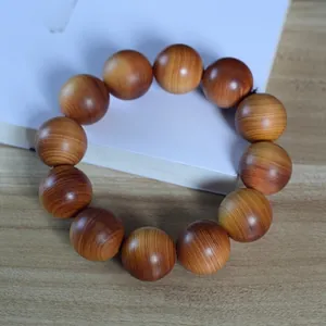 Natural Thuja Wood Beaded Bracelet Handcrafted Aged Red Oil Buddhist Prayer Beads Ethnic Style Meditation Rosary For Men Women