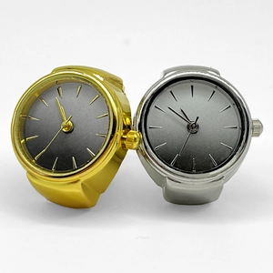 Minimalist Round Ring Watch Quartz Movement Elastic Expansion Stainless Steel Band Gradient Dial Casual Finger Jewelry