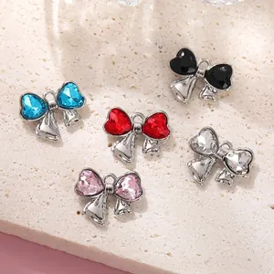 Bowtie heart pendant charms in five colors for DIY jewelry making and crafts