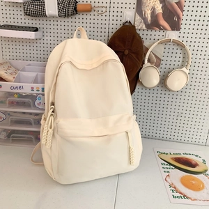 Minimalist Nylon Backpack Waterproof Large Capacity School College Student Travel Bag With Woven Puller