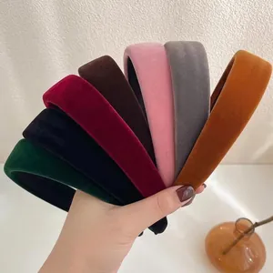 Velvet Padded Headband Solid Color Wide Sponge Thickened Vintage Hair Band For Women Elegant Accessories