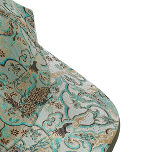 Close-up of high-density jacquard fabric with traditional Chinese totem pattern on baseball cap