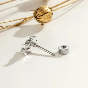 Silver heart zircon angel wing screw back cartilage stud earring for men and women