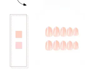 Détails d'un lot de 10 faux ongles ovales avec dégradé rose et finition brillante