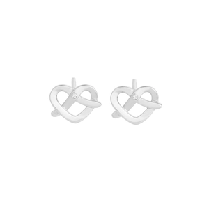 Elegant S925 sterling silver heart-shaped stud earrings with sparkling zircon accents
