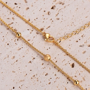Minimalist gold stainless steel chain necklace with polished and matte beads