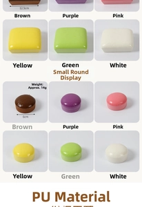 Macro shot of PU slow rebound foam bread toy in colorful square and round shapes