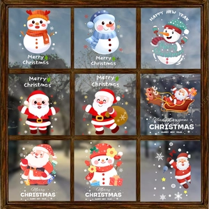 Christmas Santa and reindeer static window decals for festive glass door decoration